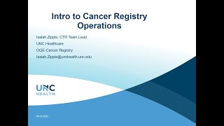 An Introduction to Cancer Registry operations  I Zipple  20220914 [upl. by Oicnerolf]