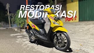 RESTORASI amp MODIFIKASI YAMAHA MIO SPORTY KUNING 2004  MODIF SIMPLE DAN KECE  Part 2 [upl. by Laeahcim691]