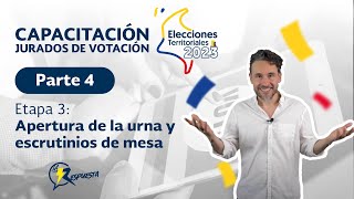 Capacitación JURADOS DE VOTACIÓN 2023 parte 4 Etapa 3 Escrutinios de mesa [upl. by Stefanac]