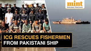 Indian Coast Guard Chases Pakistani Ship For 2 Hours To Rescue 7 Fishermen  Watch [upl. by Alamak65]