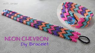 Neon Chevron Bracelet with Delica beadsPeyote Stitch Full detailed video TutorialDiy [upl. by Poree]