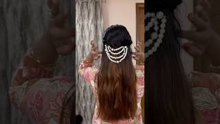 Half hairstyle with pearls ✨💕hair hairstyle shorts viralvideo ytshorts trending [upl. by Jerrylee]