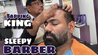 Head massage with tapping to reduce tiredness  stress n Insomnia by Indian barber Sarwan [upl. by Tripp]