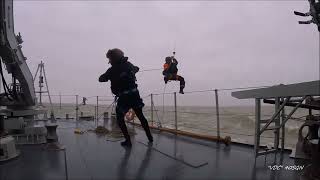 Medical Evacuation on BNS LOBELIA M921 by Belgian Air Force NH90 SAR [upl. by Eissel]