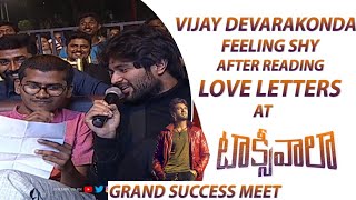 Vijay Deverakonda Feeling Shy After Reading Love Letters  Taxiwaala Grand Success Meet [upl. by Milburn890]