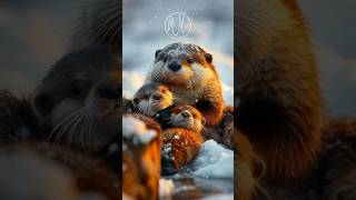 Otter’s Frozen River Refuge motherslove animals wildlife mother [upl. by Primavera]