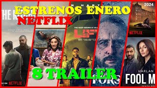 📺 8 TRAILER NETFLIX ENERO  ESTRENOS ESPAÑOL 2024 [upl. by Eilyw772]