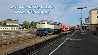 218 446 mit dem RE2 in WeidenOberpfalz [upl. by Nemzaj284]