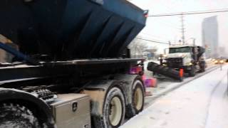 Snow plowing Burnhamthorpe Road East of Mavis Rd [upl. by Dlarrej]