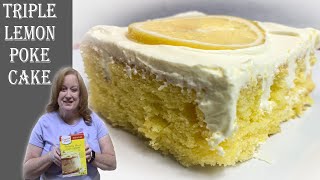 THE BEST TRIPLE LEMON POKE CAKE [upl. by Akihsal]