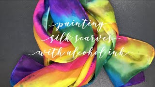 11 Painting Silk Scarves with Alcohol Ink  Rainbow Technique [upl. by Imotas]