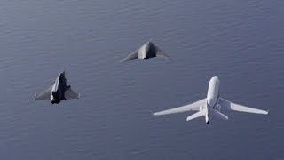 Neuron UCAV flying in formation with Rafale Falcon 7X [upl. by Oad]