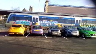 CAF train DMU Translink NI Railways graffiti 3012 departing from Derry  Londonderry [upl. by Edana]