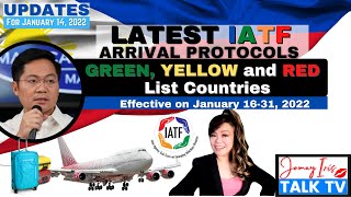 Latest IATF Arrival Protocols from January 16 to 31 2022  Updated Red Green and Yellow Countries [upl. by Clapper714]