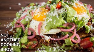 CHORIZO HUEVOS RANCHEROS with Creamy AVOCADO SALSA [upl. by Tilney]