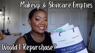 WOULD I REPURCHASE  MAKEUP SKINCARE amp BEAUTY EMPTIES [upl. by Frasier]