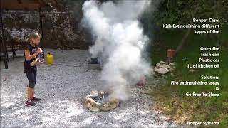 BONPET FIRE SPRAY  Kids extinguishing fire [upl. by Sirdna]