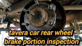 tavera car rear wheel brake portion inspection  rear wheel brake shoe cleaning  lspv break system [upl. by Gipps]