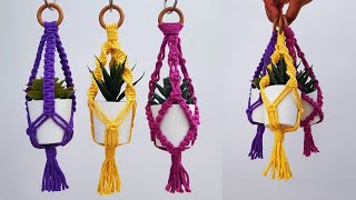 DIY 3 mini PORTAMACETAS en MACRAME paso a paso  DIY 3 Mini Macrame Plant Hanger Tutorial [upl. by Shaer]