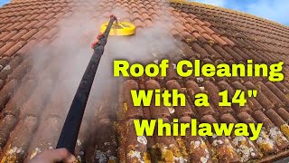 Gently Pressure Washing A RoofUsing Heat through 14quot Whirlaway [upl. by Akimas]