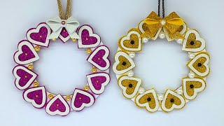 Beautiful Christmas Wreath  How to Make Paper Wreath  Heart Shaped Wreath  Dollar Tree DIY [upl. by Aneerhs]