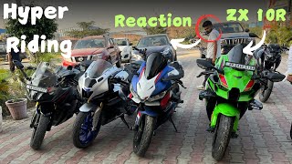 Hyper Group Ride With Kawasaki ZX 10R  Apache RR 310  Aprilia RS 457  R15  MT15 [upl. by Dhiren]