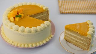 Mango Cake With Easy Frosting Recipe No Whipping Cream [upl. by Tod]