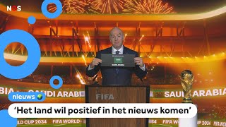 Veel kritiek toch gaat het WK voetbal naar SaudiArabië [upl. by Ahkeber]