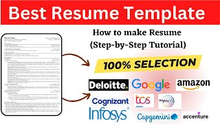 Best Resume Format  How to make Resume For Freshers amp Experienced People StepbyStep Tutorial [upl. by Reis]