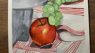 simple still life painting in watercolor for beginnerswatercolorpainting tutorial [upl. by Arihsan938]