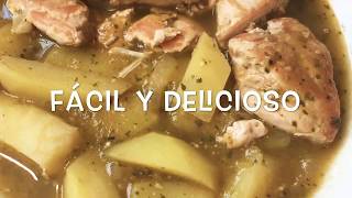 POLLO EN SALSA VERDE CON PAPAS  DELICIOSO [upl. by Airdnas]