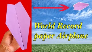 world record paper airplane I how to make origami paper airplane I best paper plane boomerang [upl. by Gunilla]