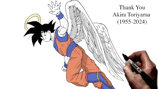 How To Draw Goku RIP Akira Toriyama 💔   Step By Step  Dragon Ball [upl. by Neenej450]