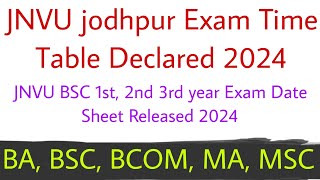 JNVU bsc Exam date sheet 2024  JNVU Exam time table Released 2024  JNVU Exam time table 2024 [upl. by Sall]