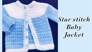 Baby Boy Set How to crochet newborn star stitch sweater jacket cardigan 06M Crochet for Baby 176 [upl. by Rubens506]