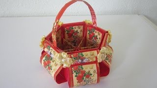 CNY TUTORIAL NO 12  Lunar New Year 農曆新年 Hongbao Floral Basket [upl. by Naud]