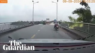 Dashcam shows moment bridge collapses in Vietnam following Typhoon Yagi [upl. by Aysa]