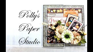 Vintage Graphic 45 Fancy Fold Fall Card Pollys Paper Studio Process Tutorial [upl. by Asiek]