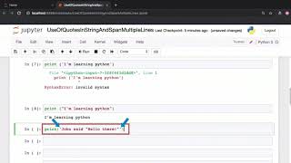 Creating Singleline and Multiline Strings in Python [upl. by Langer]