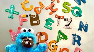 Learn ABC letters with Sesame Street’s Cookie Monster  Cookie Monster’s Magnetic Alphabet hunt [upl. by Akirrehs]