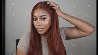 Reddish Brown Straight Wig  Fall Hair Color  Giveaway  ZEL LEWIS [upl. by Ettelrahc]