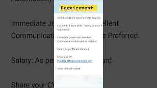Hiring QA Engineer  experienced can apply  software testing softwareengineer softwaretester job [upl. by Nnylsia]