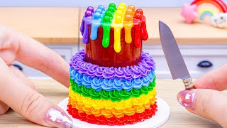 Miniature Rainbow Chocolate Cake Decorating  How To Make Rainbow Melted Chocolate Cake [upl. by Edmee]