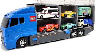 13 Types Tomica Cars ☆ Tomica opening and put in big convoy [upl. by Teillo]