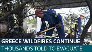 Greece wildfires One dead and thousands evacuated as threat continues  ITV News [upl. by Miko256]