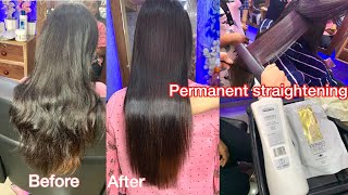 Permanent hair straightening कैसे करते हैं  Step by step full process [upl. by Anertac]