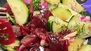 recette avec betterave rouge cuite  salade de betterave rouge concombre 137 [upl. by Ecnadnak]