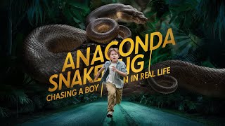 ANACONDA SNAKE CHASING A BOY IN REAL LIFE  🐍 [upl. by Aihsotan]