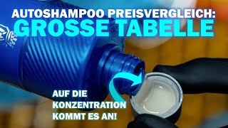 Das günstigste Autoshampoo  XXL Tabelle mit PreisVergleich Konzentration und Preis pro Wascheimer [upl. by Ruby871]