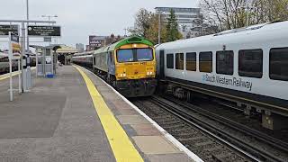 66796 on Kineton to Eastleigh with horns at Basingstoke [upl. by Nylodnew]